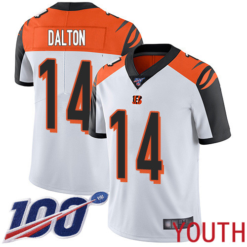 Cincinnati Bengals Limited White Youth Andy Dalton Road Jersey NFL Footballl #14 100th Season Vapor Untouchable